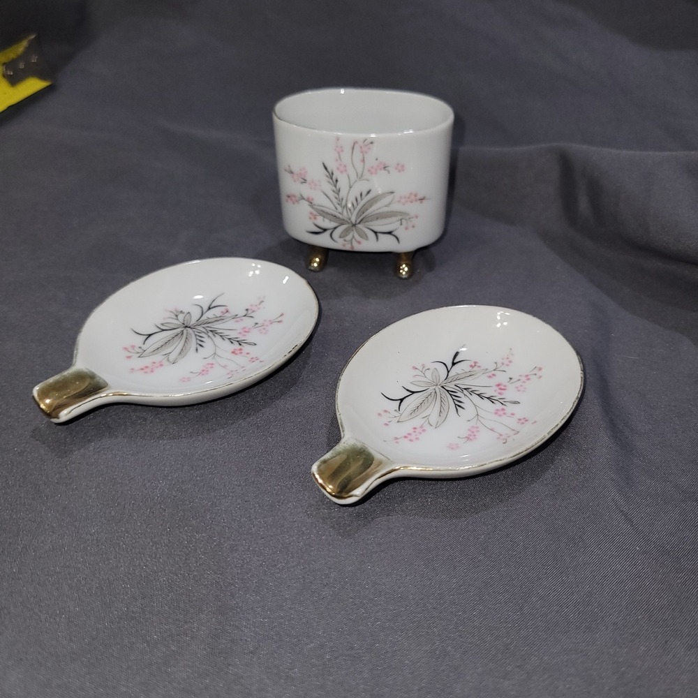 1930's Japan RARE 3 pc Cigarette Set Holder Ash Trays